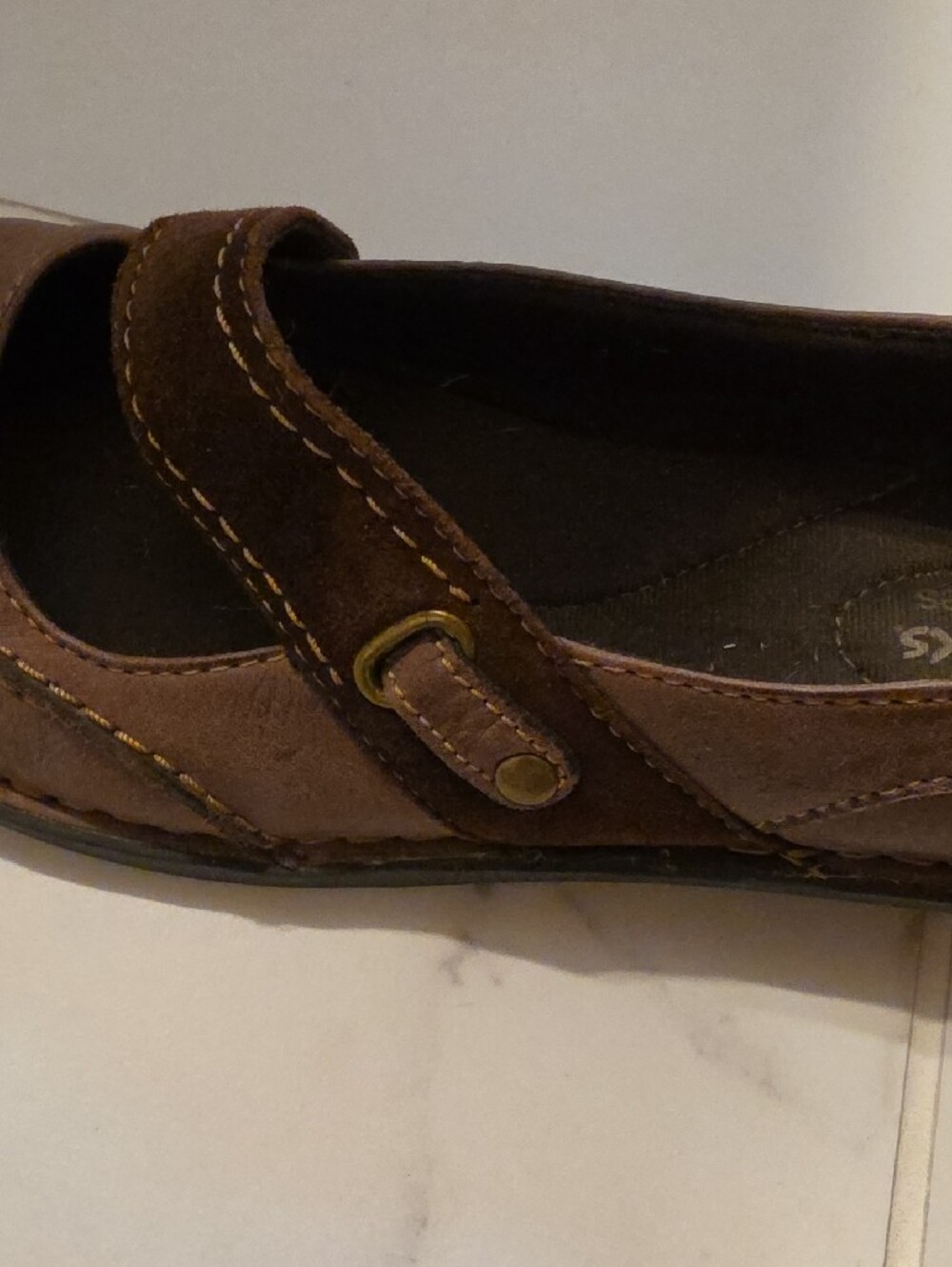 Clarks Brown Mary Jane Comfort Flats - Picture 4 of 5
